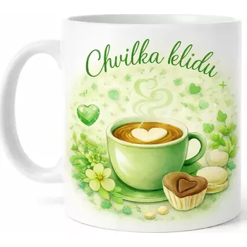 Hrnek s potiskem 330 ml chvilka klidu zelený zelený CZ