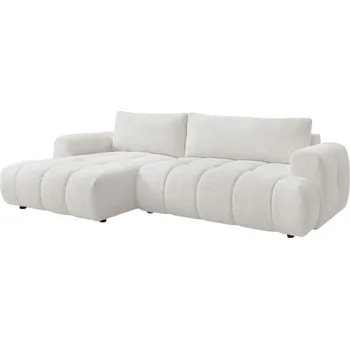 Pohovka Bobochic Paris Bílá bouclé rozkládací pohovka Fuji 292 cm, levá