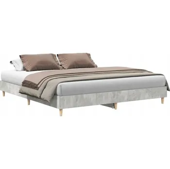 Postel Rám postele nízký 203 x 163 x 25 cm, šedá barva betonu, materiál dřevo