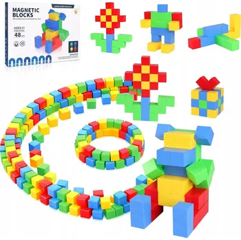ostatní stavebnice MAGNETICKÉ STAVEBNÍ STAVEBNICE 3D 48 KUSŮ VZDĚLÁVACÍ HRA