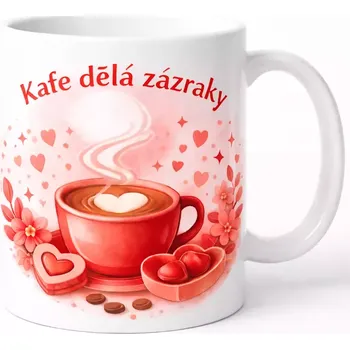 Hrnek s potiskem 330 ml kafe dělá zázraky červený červený CZ