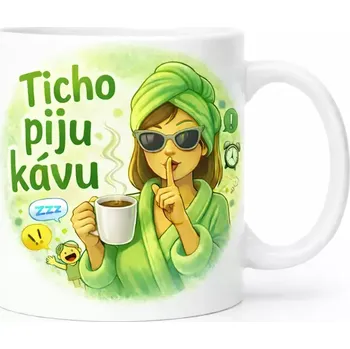 Hrnek s potiskem 330 ml ticho zelený zelený CZ