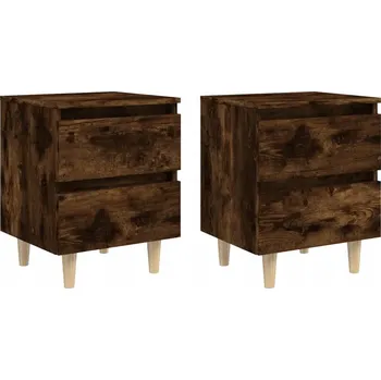 Noční stolek Noční stolky, dřevěné nohy 2 ks kouřový dub 40x35x50 cm