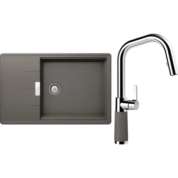 Kuchyňský dřez Set Schock S17-9 (dřez Tia D-100LS Silverstone + baterie SC-530.120 Silverstone)
