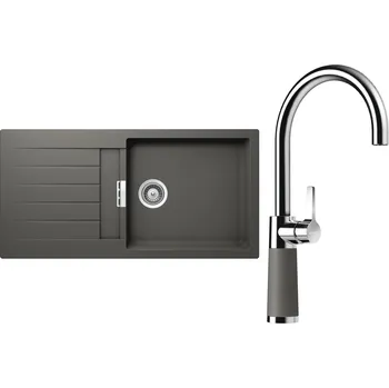 Kuchyňský dřez Set Schock S2-6 (dřez Signus D-100L Silverstone + baterie SC-520 Silverstone)