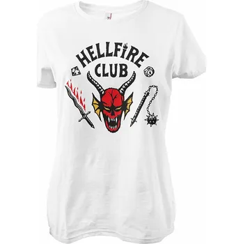 Dámské tričko Stranger Things tričko, Hellfire Club Girly White, dámské L