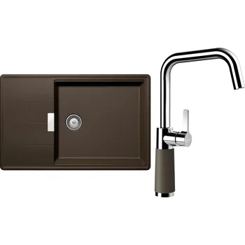 Kuchyňský dřez Set Schock S17-8 (dřez Tia D-100LS Bronze + baterie SC-530 Bronze)