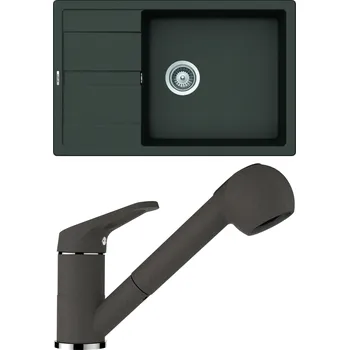 Kuchyňský dřez Set Schock S22-2 (dřez Manhattan D-100LS Asphalt + baterie Cosmo.120 Asphalt)
