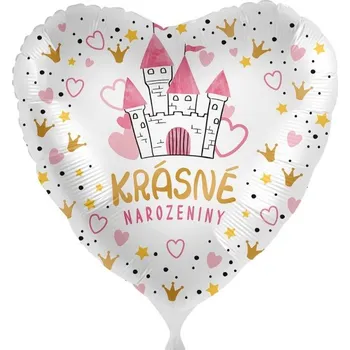 Party dekorace Foliový balonek Krásné narozeniny - Princeznovský hrad CZ - 43cm