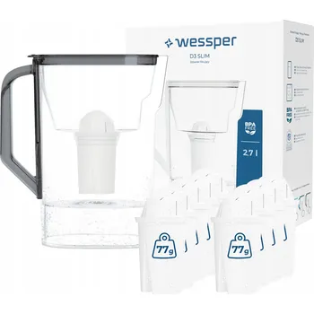 Filtrace vody Filtrační konvice Wessper D3 SLIM 2,7 l černá + 10 x filtr