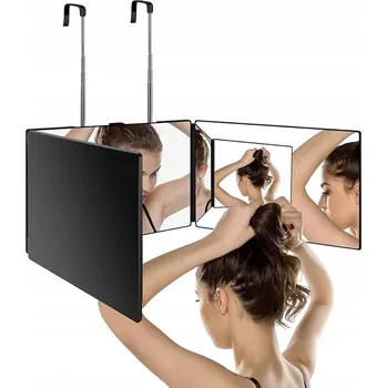 Zrcadlo 92 cm Zrcadlo třídílné skládací 360° 3stranné kadeřnické přenosné s háky