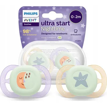dudlíky Philips Avent Dudlík Ultra Start pro novorozence 0-2m 2 ks s žárovkou SCF075/07