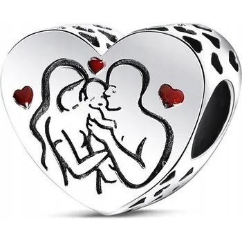 Přívěsek Přívěsek STŘÍBRO 925 Korálek Charms Rodina Srdce