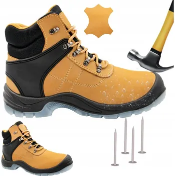 Pracovní obuv Pánské pracovní boty Kotníkové kožené sportovní Nepromokavé s ocelovou špičkou S3 velikost 43