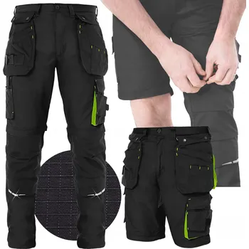 Pracovní obuv PRACOVNÍ KALHOTY PÁNSKÉ ODEPÍNACÍ NOHAVICE MONTÉRKY 2v1 ČERNÉ VEL. 48