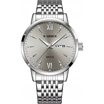 Hodinky PÁNSKÉ HODINKY X-GEQCK ELEGANTNÍ Stříbrné Ocelový NÁRAMEK VODĚODOLNÉ