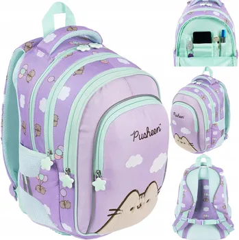 Školní batoh Školní batoh ST.RIGHT Pusheen fialový s kočkou 22L pro 1.-3. třídu pro dívky