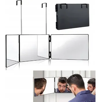 Zrcadlo Zrcadlo třídílné skládací 360° 3stranné kadeřnické přenosné s háčky 92 cm
