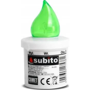 Svíčka Elektrická LED svíčka 10 cm Zelená na baterie Comet ASCO/2R14 LED vložka