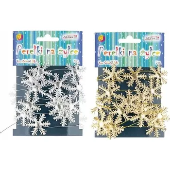 Vánoční dekorace Sněhové Vločky na vlasci WSP-4435 3,5 cm, délka 2 m Aliga