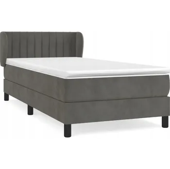 Postel Kontinentální postel 203 x 93 x 78/88 cm tmavě šedá s matrací 90 x 200 cm