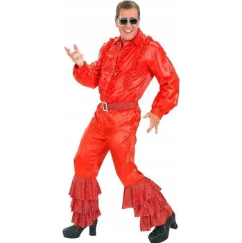 Dámské kalhoty ČERVENÉ DISCO ZVONOVÉ KALHOTY 60. 70. LÉTA XL