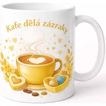 Hrnek s potiskem 330 ml kafe dělá zázraky žlutý žlutý CZ