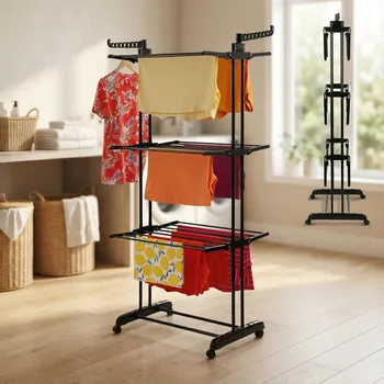 Sušák na prádlo Skládací sušák na prádlo Konighoffer 75 × 64 × 175 cm černý