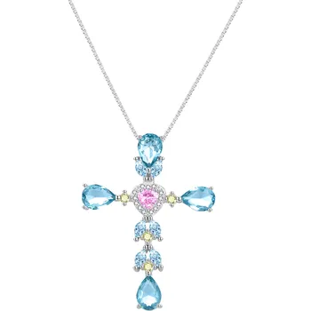 Náhrdelník Stříbrný náhrdelník s křížkem AGT-N010BL (řetízek, přívěsek) Agato