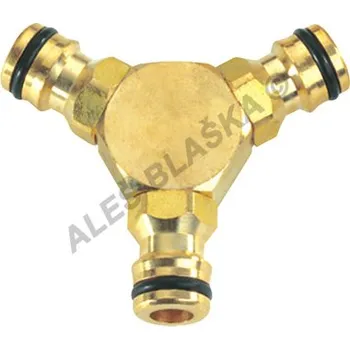 Hadicová spojka Zahradní spojka hadic mosazná pro 3 rychlospojky, spojení zahradních hadic Z066