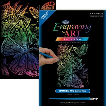 Výuková hračka ROYAL & LANGNICKEL Duhový škrabací obrázek Motýli - VÝPRODEJ