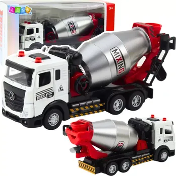 autíčko Dětská míchačka betonu se zvuky a světly, kovová kabina a otočný buben