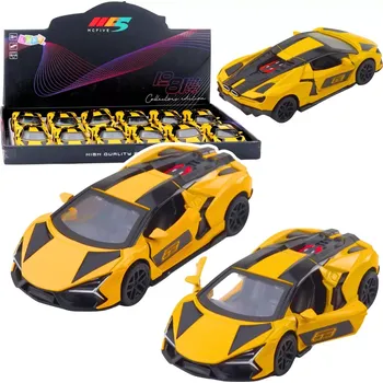 autíčko Kovové závodní autíčko 1:32 s pull-back pohonem a otevíracími dveřmi – žluté