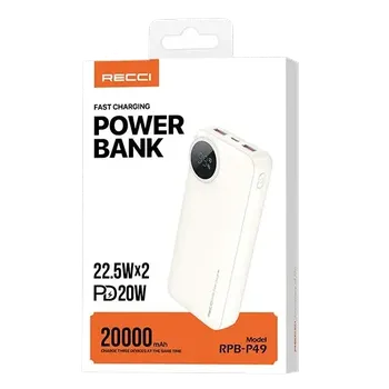 Powerbanka Powerbanka Recci RPB-P49 (20000mAh) Krémově bílá