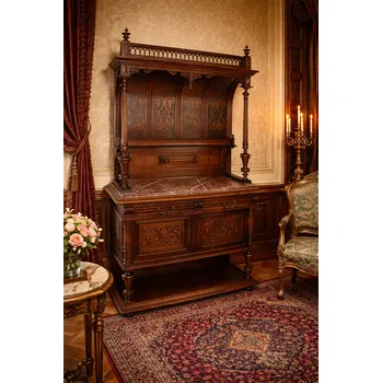 Komoda Starožitná řezbovaná komoda s nástavbou - 225 cm