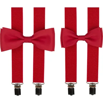 Kšandy Červený set kšandy s motýlkem pro tátu a syna