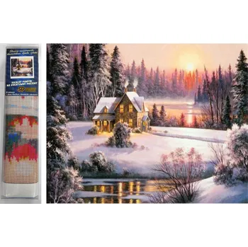 Puzzle Norimpex Diamantové malování Zasněžený dům 30x40cm
