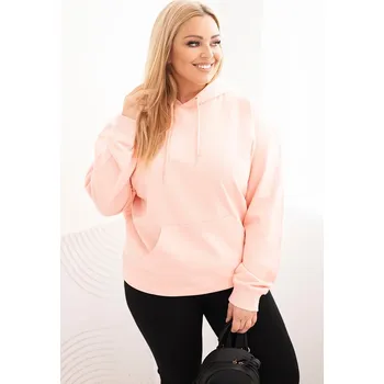 Dámská mikina Dámská mikina s kapucí a klokaní kapsou Plus Size z bavlny/BARVY Barva: Losos, Velikost: XXL