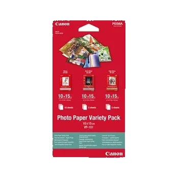 Fotopapír Canon Photo Paper Variety Pack VP-101, foto papír, 5x PP201, 5x SG201, 10x GP501 typ lesklý, bílý, 10x15cm, 4x6", 20 ks, 077