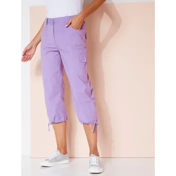 Dámské kalhoty 3/4 kalhoty s pružným pasem lila 52
