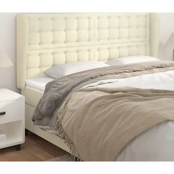 vidaXL Čelo postele typu ušák 203x23x118/128 cm umělá kůže [3118065] Barva: krémová