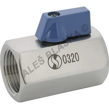 Instalatérský materiál SFERACO - Francie | Mini kulový kohout nerezový (ventil) FF motýl, nerez, INOX - 1/4" N6MM