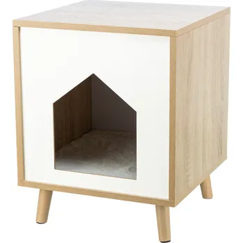 Pelíšek pro psa Trixie Dřevěná boudička ISA na nožkách 40 x 50 x 40 cm, světlehnědá/bílá