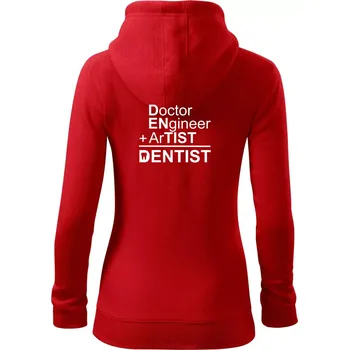 Dámská mikina Co znamená dentist - Dámská mikina trendy zipper s kapucí - XS ( Červená )