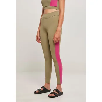 Ladies Color Block Leggings - khaki/brightviolet S