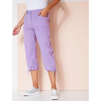 Dámské kalhoty 3/4 kalhoty s pružným pasem lila 42