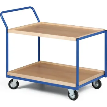 Plošinový vozík Dvoupolicový vozík - police dřevotříska s hranou, 400 kg