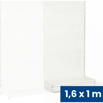 Prodejní regál B2B Partner Prodejní regál jednostranný, plné stěny, 1600 x 1000 x 450 mm, přídavný, bílá