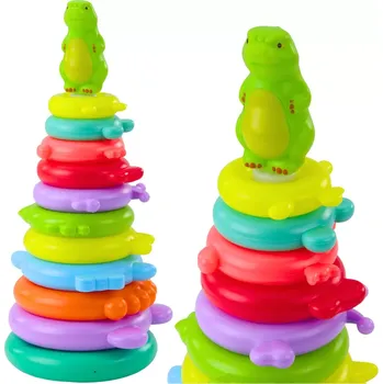 Hračka pro nejmenší Vzdělávací stohovací pyramida s dinosaurem, 12 dílů a samolepky