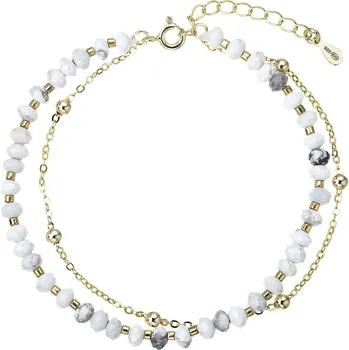 Náramek EVOLUTION GROUP CZ Pozlacený stříbrný náramek s bílými howlity - 13115.1